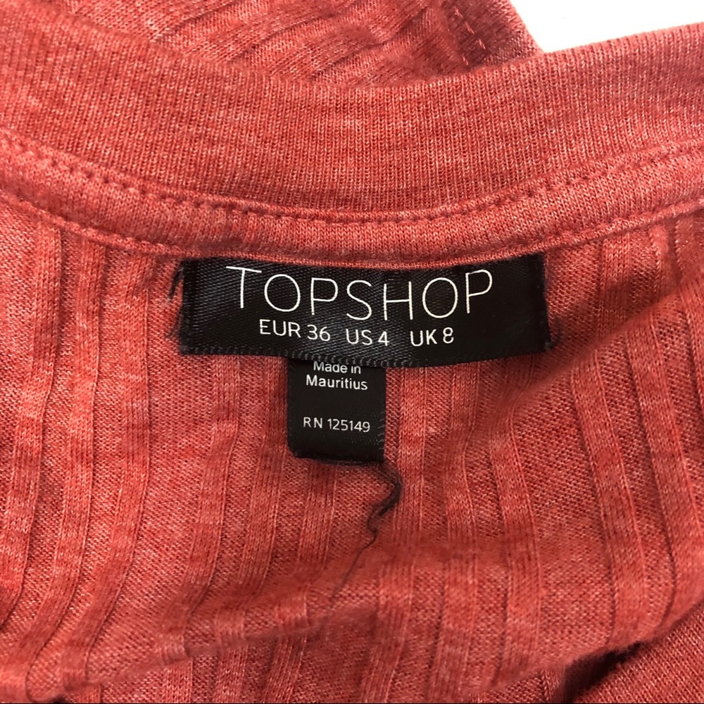 TopShop Ribbed T-Shirt Rust/Red Size 4 - Picture 7 of 7